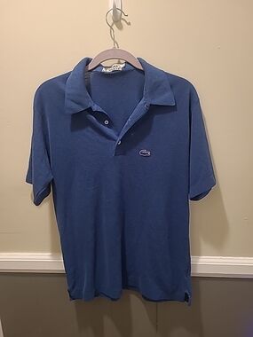 Vintage Izod Lacoste Short Sleeve Polo Shirt Blue Large L Men's READ
